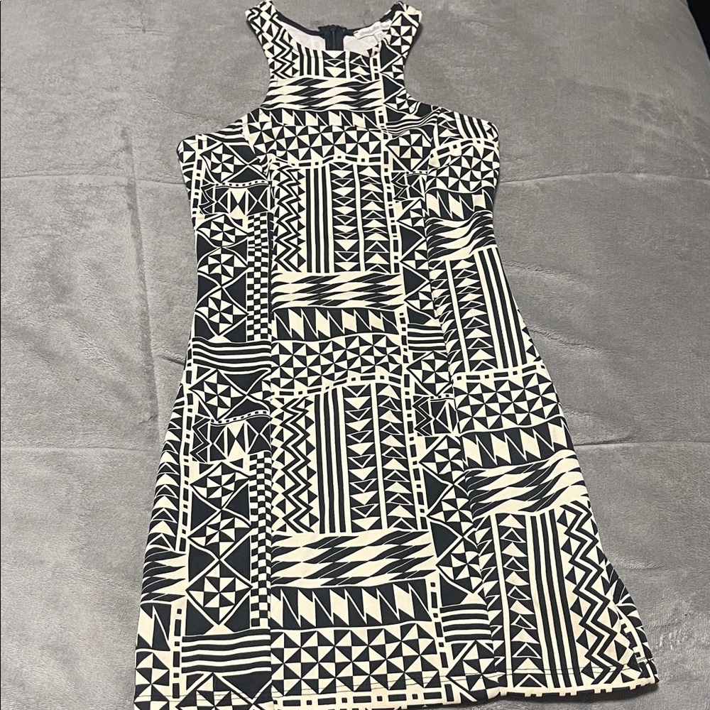 Geometric Black and White Dress